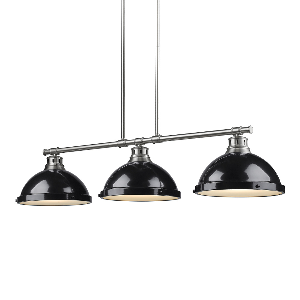 Yep by Golden Lighting Duncan 3-light Island Light in Pewter and Black shade